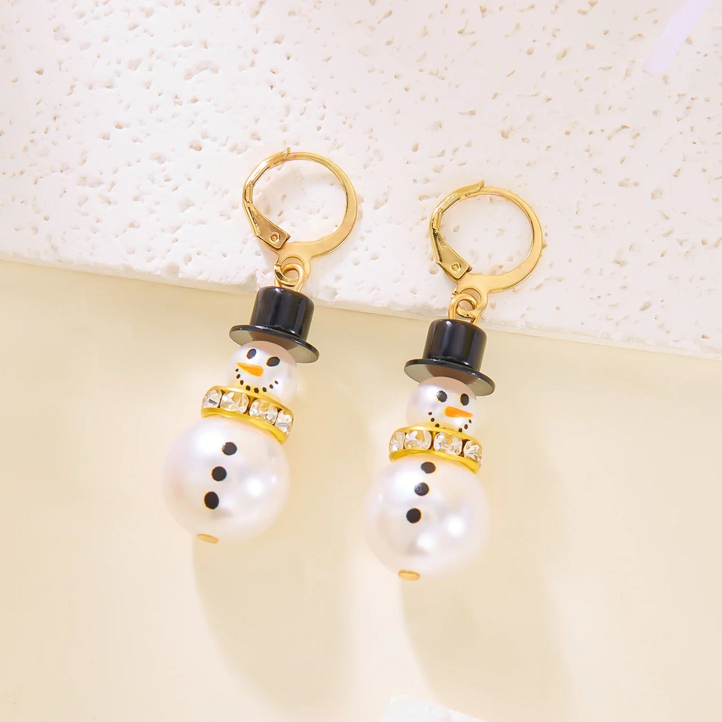 Fashion Christmas Snowman Snowflake Stud Earrings For Women Pearl Crystal Dangle Piecring Cute Xmas Ear Jewelry New Year Gift